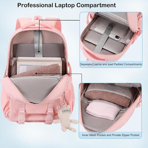 College Backpack Laptop Backpacks 15.6 Inch for Men Women Elementary Middle High School Book Bag For Teens Girls Boys Student Anti Theft Travel Daypack Large Bookbags-Beige in Saudi Arabia
