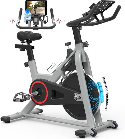 GEONEO Exercise Bike, Exercise Bike for Home, Stationary Indoor Cycling Bike Cardio Gym with pad Holder and LCD Monitor,Silent Belt Drive & 35 LBS Flywheel in Saudi Arabia
