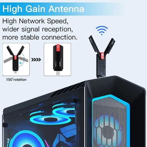 محول WiFi 6 USB ثنائي النطاق AX1800 2.4G/5 جيجا هرتز بطاقة شبكة Wi-Fi Dongle USB 3.0 WiFi6 لنظام التشغيل Windows 7/10/11، التوصيل والتشغيل - ReynaTech in Saudi Arabia