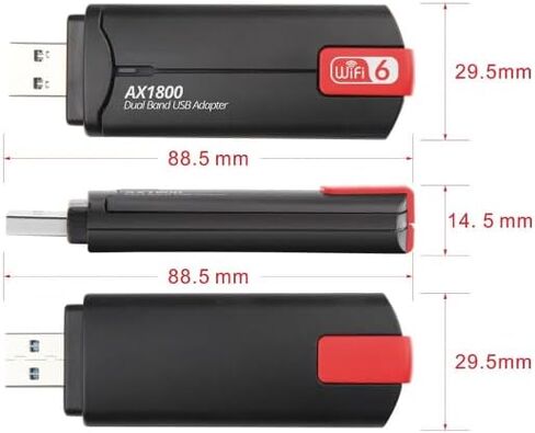 محول WiFi 6 USB ثنائي النطاق AX1800 2.4G/5 جيجا هرتز بطاقة شبكة Wi-Fi Dongle USB 3.0 WiFi6 لنظام التشغيل Windows 7/10/11، التوصيل والتشغيل - ReynaTech in Saudi Arabia