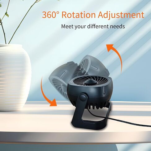 مروحة مكتب USB صغيرة RGB مع 8 أوضاع إضاءة، مروحة طاولة مع 3 سرعات، دوران 360 درجة، تشغيل هادئ، مروحة مكتب محمولة للمنزل المكتبي وغرفة النوم والسفر in Saudi Arabia