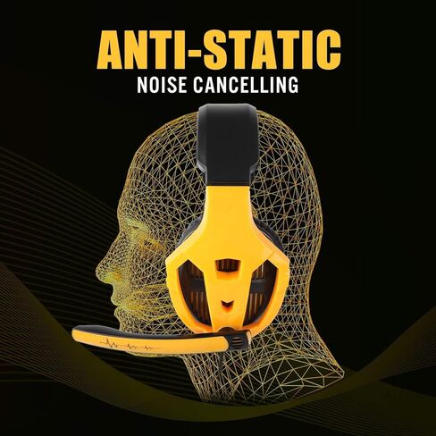 Wired Gaming Headset, Noise Cancelling Over Ear Headphones with 3.5mm Audio Jack, 50 mm Drivers, Rotatable and Flexible Mic & Soft Memory Earmuffs for PS4, PS5, PC, Xbox One, Switch (Orange) in Kuwait