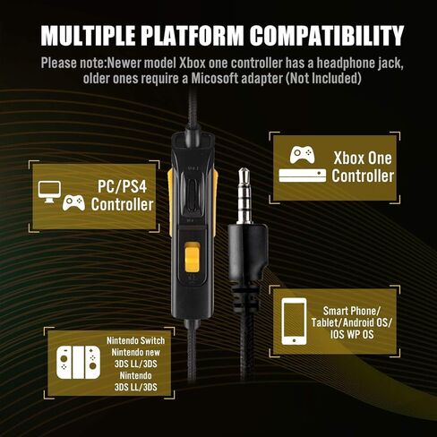 Wired Gaming Headset, Noise Cancelling Over Ear Headphones with 3.5mm Audio Jack, 50 mm Drivers, Rotatable and Flexible Mic & Soft Memory Earmuffs for PS4, PS5, PC, Xbox One, Switch (Orange) in Kuwait