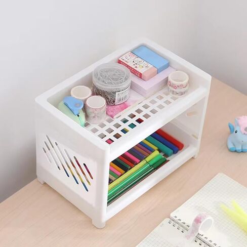 Desk Organizer Pen Holder for Desktop Storage,Tabletop Makeup Organizer,Desk Organization for School, Home, Office Supplies,Bathroom, Dresser (White) in Saudi Arabia