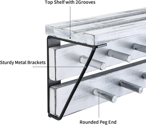 Medal Hanger & Trophy Shelf - Rustic Wood Wall Mount Display Rack, Use as a Medal Display with Shelf, Trophy Rack, Medal Holder and Medal Display Hanger in Saudi Arabia