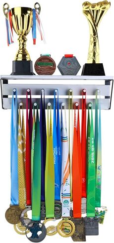 علاقة ميدالية ورف كؤوس - رف عرض مثبت على الحائط من الخشب الريفي، يُستخدم كعرض ميدالية مع رف ورف كؤوس وحامل ميدالية وشماعة عرض ميدالية in Kuwait