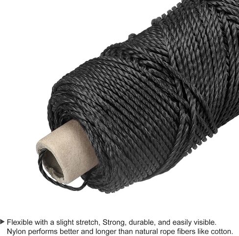MECCANIXITY Twisted Mason Line Nylon Twine String Cord Black 100M/109 Yard 3MM Dia for Netting, Landscaping, Home Improvement, DIY Projects, Crafting, Masonry, Gardening in Saudi Arabia