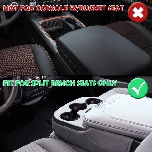 sportuli Leather Center Console Lid Armrest Jump Seat Cover Replacement for 2013-2018 Dodge Ram 1500 2500 3500, Leather Cover Only (Black) in Saudi Arabia