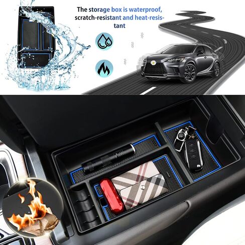 SHAOHAO for 2023 2024 Lexus RX Center Console Organizer 2023 2024 RX350/RX350h/RX450h/RX500h الملحقات 2023 2024 RX 350&RX 350h (ممتاز/ممتاز +/فاخر) RX 500h صينية مسند ذراع مع حامل للعملات المعدنية in Saudi Arabia