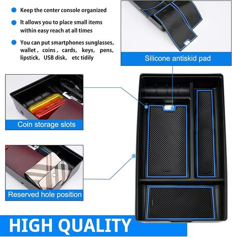 SHAOHAO for 2023 2024 Lexus RX Center Console Organizer 2023 2024 RX350/RX350h/RX450h/RX500h الملحقات 2023 2024 RX 350&RX 350h (ممتاز/ممتاز +/فاخر) RX 500h صينية مسند ذراع مع حامل للعملات المعدنية in Saudi Arabia