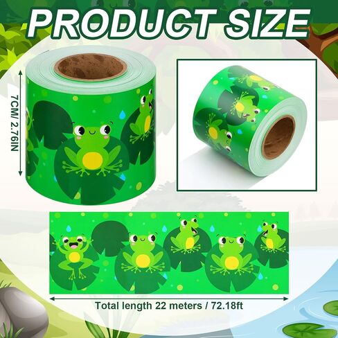 72.18 ft Frog Bulletin Board Borders Frog Border Trim Frog Pattern Border Rolled Bulletin Board Decorations for Kindergarten Preschool School Classroom Offices Blackboard Green Wall Decoration in Saudi Arabia