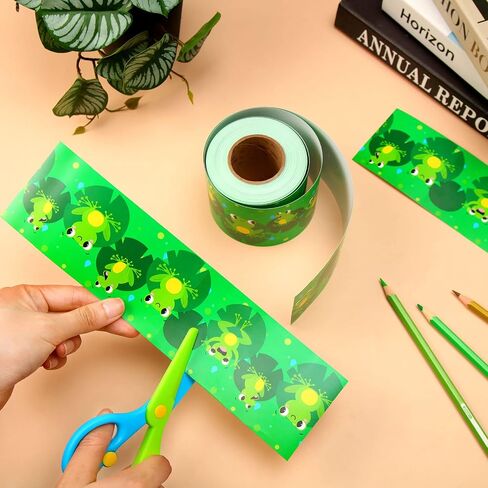 72.18 ft Frog Bulletin Board Borders Frog Border Trim Frog Pattern Border Rolled Bulletin Board Decorations for Kindergarten Preschool School Classroom Offices Blackboard Green Wall Decoration in Saudi Arabia