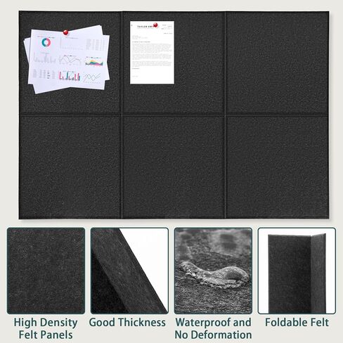 AUGSUN 6 حزمة لوحة الفلين الكبيرة 48 بوصة × 32 بوصة، لوح شعر كبير من بلاط الحائط مع وسادات لاصقة آمنة قابلة للإزالة، لوحة إعلانات كبيرة قابلة للطي، لوحة فلين 47.2 × 31.5 بوصة للجدران، المنزل، المكتب، المدرسة in Kuwait