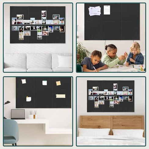 AUGSUN 6 حزمة لوحة الفلين الكبيرة 48 بوصة × 32 بوصة، لوح شعر كبير من بلاط الحائط مع وسادات لاصقة آمنة قابلة للإزالة، لوحة إعلانات كبيرة قابلة للطي، لوحة فلين 47.2 × 31.5 بوصة للجدران، المنزل، المكتب، المدرسة in Kuwait