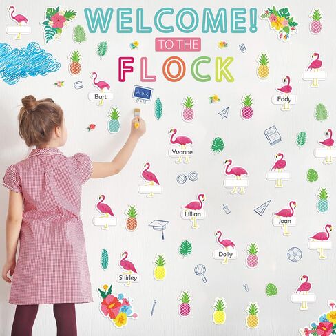 93 Pieces Simply Stylish Tropical Classroom Bulletin Board Set Flamingo Welcome Bulletin Board Cutouts Palm Leaves Hawaii Pineapple Flamingo Cutouts for Classroom Whiteboard Decorations in Saudi Arabia