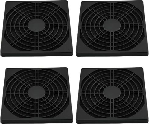4 Pcs 120mm Black Square Plastic Cooling Fan Filter Cover, Dust Screen for Filter Fan Chassis, for PC Computer Case, Server Case, Mesh Design for Effective Dust Protection in Saudi Arabia