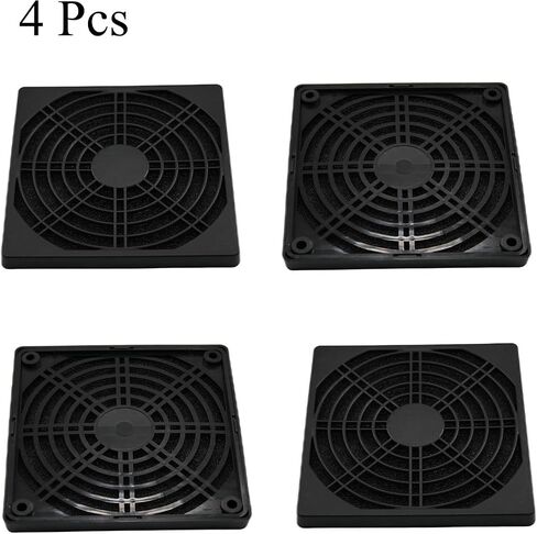 4 Pcs 120mm Black Square Plastic Cooling Fan Filter Cover, Dust Screen for Filter Fan Chassis, for PC Computer Case, Server Case, Mesh Design for Effective Dust Protection in Saudi Arabia