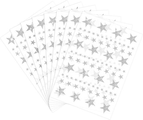 8 Sheet 632 Pieces Foil Star Stickers Reward Star Stickers Labels, Christmas Star Stickers Assorted Size Glitter Star Stickers for Home, Bar, DIY and Office (Gold) in Saudi Arabia