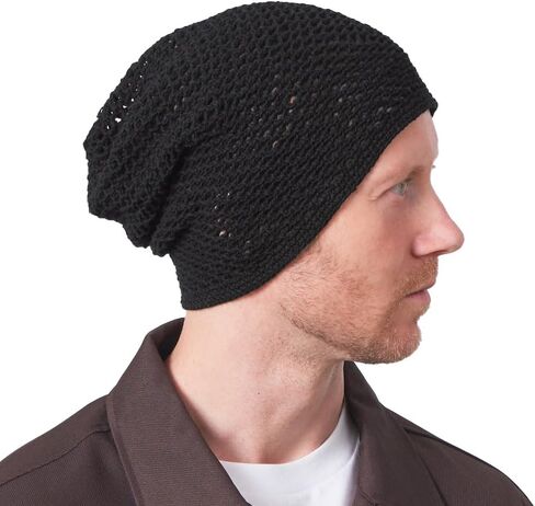 Lightweight Summer Beanie Hat for Men, Cotton Mesh Beanie for Women, Hand Made Knit Cap in Saudi Arabia