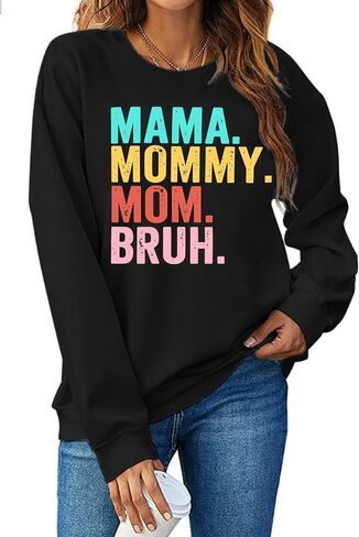 LAZYCHILD Mama Sweatshirt for Women Mama Mommy Mom Bruh Shirt Cute Funny Graphic Mom Tshirts Crewneck Pullover Tee in Saudi Arabia