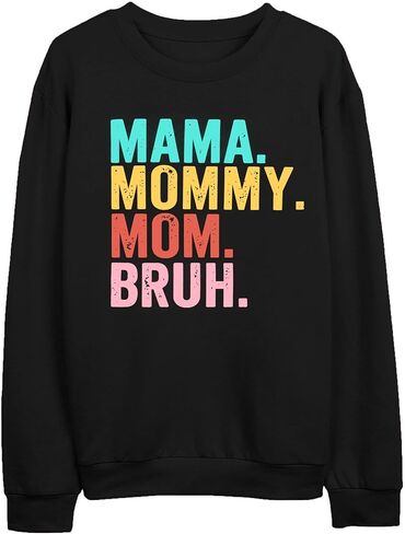 LAZYCHILD Mama Sweatshirt for Women Mama Mommy Mom Bruh Shirt Cute Funny Graphic Mom Tshirts Crewneck Pullover Tee in Saudi Arabia