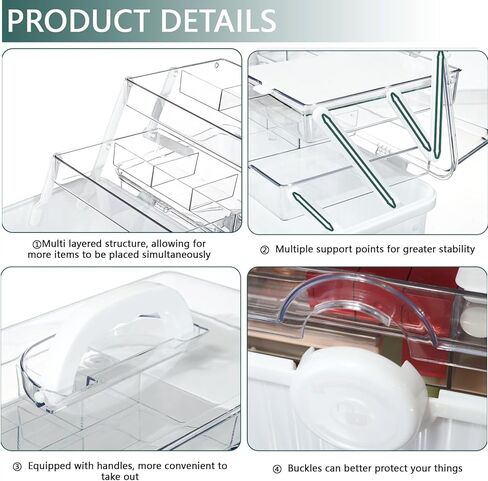 صندوق تخزين منظم للأعمال الفنية مقاس 13 بوصة مع طبقتين، لوازم خياطة بلاستيكية متعددة الوظائف وصندوق أدوات مع مقبض للخياطة والأدوية والأظافر وإكسسوارات الشعر ومنظم المكياج وصندوق الإسعافات الأولية للعائلة in Kuwait