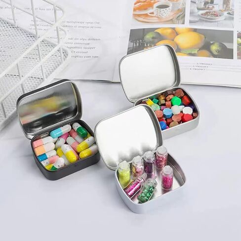6 PCS Mini Metal with Lid Portable Storage Box,for Items,Earplugs, Pills, Tiny Bead, Nail, Jewelry Findings in Kuwait