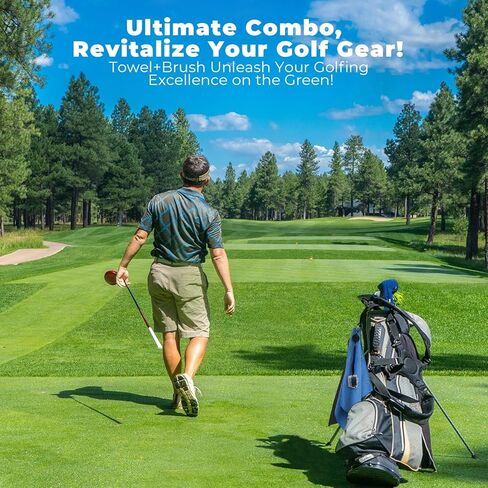 مجموعة مناشف جولف من الألياف الدقيقة ومجموعة فرش مضرب مغناطيسية، منشفة جولف ثلاثية الطي بنمط الوافل مقاس 40.64 سم × 40.64 سم، ومنظف أخدود فرشاة نادي الجولف المغناطيسي in Kuwait