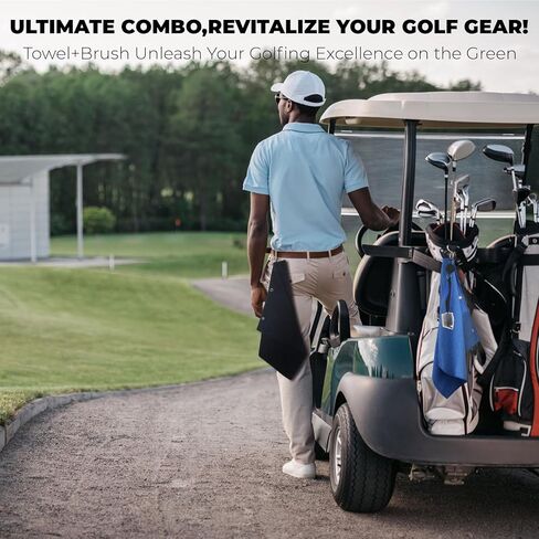مجموعة مناشف جولف من الألياف الدقيقة ومجموعة فرش مضرب مغناطيسية، منشفة جولف ثلاثية الطي بنمط الوافل مقاس 40.64 سم × 40.64 سم، ومنظف أخدود فرشاة نادي الجولف المغناطيسي in Kuwait
