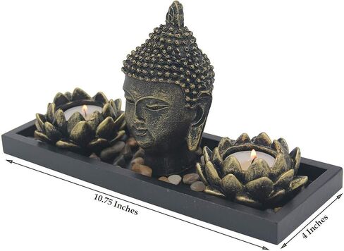 حامل شموع لوتس من Zen Garden لديكور المنزل - ملحقات مكتب مكتب رئيس بوذا - عرض سطح الطاولة على شكل تمثال بوذا على شكل ضوء الشاي in Kuwait