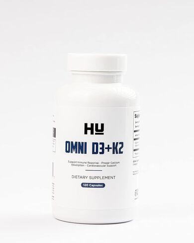 Omaker HU-Omni D3+K2 Vitamin D Supplement - D3 10,000 IU & K2 100 mcg (MK-7)- 120 Capsules, 0.34 Fl Oz (Pack of 1), 1 in Saudi Arabia