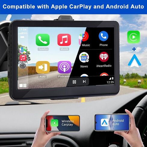 Wireless Apple CarPlay Android Auto 7" Touch Screen Portable Navigation Devices Car Radio with Apple Airplay,Automatic Multimedia Player,Car Stereo with Mirror Link/USB,AUX,Siri,Bluetooth in Kuwait