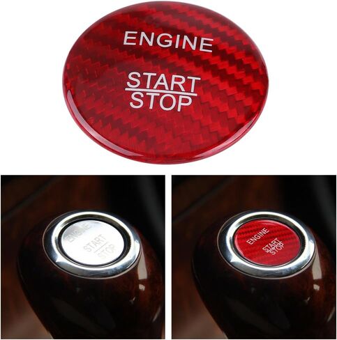 Car Engine Start Button Cover, Carbon Fiber Push to Start Button Cover for Mercedes Benz A B C GLC GLA CLA ML GL Class W176 W246 W205 X253 X156 C117(Black) in Saudi Arabia