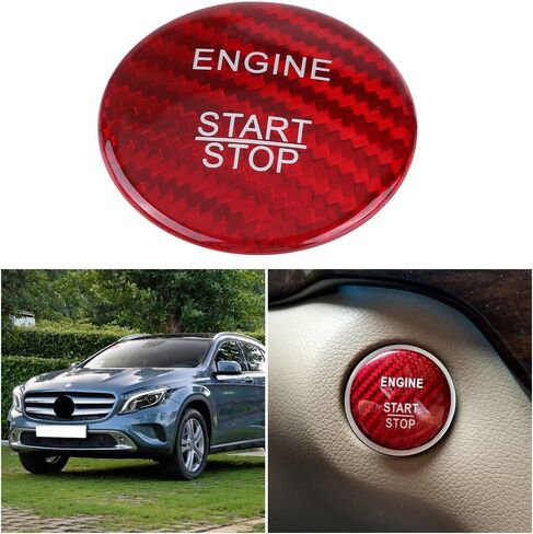 Car Engine Start Button Cover, Carbon Fiber Push to Start Button Cover for Mercedes Benz A B C GLC GLA CLA ML GL Class W176 W246 W205 X253 X156 C117(Black) in Saudi Arabia