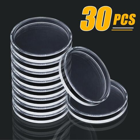 Hitefu 30pcs Silver Dollar Case, 38mm Plastic Silver Coin Holder Case, Clear Silver Dollar Coin Capsule Box for Coin Collection (Round) in Saudi Arabia