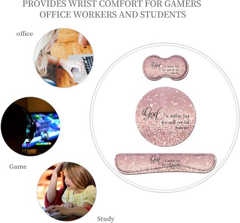 مسند معصم لوحة المفاتيح + مسند معصم للفأرة مع قواعد أكواب، اقتباس ملهم ابق إيجابيًا في العمل الجاد واجعله يحدث وسادة ماوس للمعصم مع قاعدة مطاطية مضادة للانزلاق للدراسة في المنزل والمكتب in Kuwait