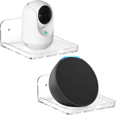 Wall Mount Floating Shelf Camera Shelf Adhesive Baby Monitor Shelf Wall Mount Shelf for Echo Pop Dot 5th or Other Small things in Ketchen Bathroom Living Room Bedroom Household Shelves(2 pieces) in Saudi Arabia