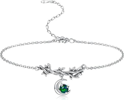 أوبال القمر سوار للنساء: 925 فضة الهلال الكرمة خلخال خمر النار أوبال مجوهرات هدايا للفتيات صديقة أمي in Kuwait