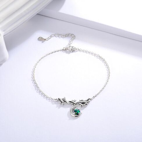 أوبال القمر سوار للنساء: 925 فضة الهلال الكرمة خلخال خمر النار أوبال مجوهرات هدايا للفتيات صديقة أمي in Kuwait