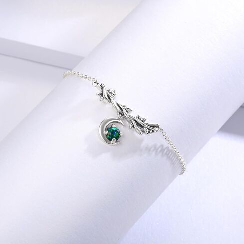 أوبال القمر سوار للنساء: 925 فضة الهلال الكرمة خلخال خمر النار أوبال مجوهرات هدايا للفتيات صديقة أمي in Kuwait