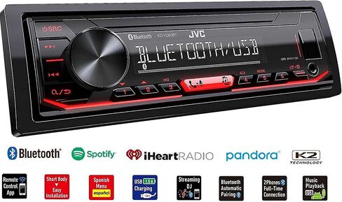 JVC KD-X260BT بلوتوث مدمج، AM/FM، USB، MP3، Pandora، Spotify، مستقبل الوسائط الرقمية iHeartRadio، يعمل مع هواتف Apple وAndroid، تشغيل موسيقى iPod/iPhone in Saudi Arabia