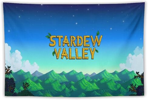 طباعة نسيجية بشعار Dazkqbl Stardew Valley - أعلام ألعاب الفيديو لديكور المنزل، ملصق فني معلق على الحائط للألعاب - قماش بوليستر، 40 × 60 بوصة in Kuwait