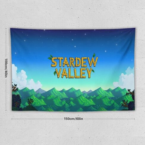 طباعة نسيجية بشعار Dazkqbl Stardew Valley - أعلام ألعاب الفيديو لديكور المنزل، ملصق فني معلق على الحائط للألعاب - قماش بوليستر، 40 × 60 بوصة in Kuwait