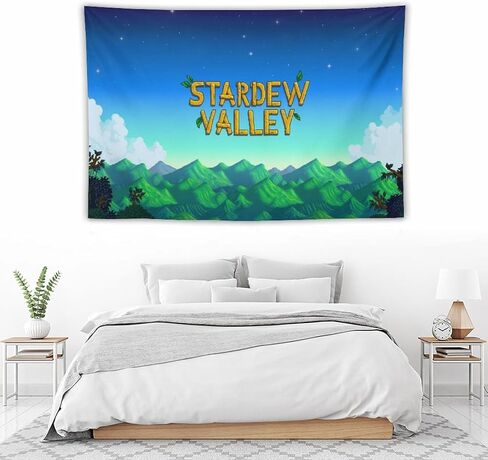 طباعة نسيجية بشعار Dazkqbl Stardew Valley - أعلام ألعاب الفيديو لديكور المنزل، ملصق فني معلق على الحائط للألعاب - قماش بوليستر، 40 × 60 بوصة in Kuwait