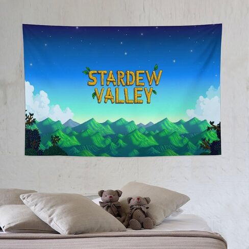 طباعة نسيجية بشعار Dazkqbl Stardew Valley - أعلام ألعاب الفيديو لديكور المنزل، ملصق فني معلق على الحائط للألعاب - قماش بوليستر، 40 × 60 بوصة in Kuwait