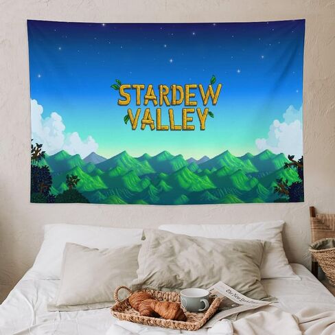 طباعة نسيجية بشعار Dazkqbl Stardew Valley - أعلام ألعاب الفيديو لديكور المنزل، ملصق فني معلق على الحائط للألعاب - قماش بوليستر، 40 × 60 بوصة in Kuwait