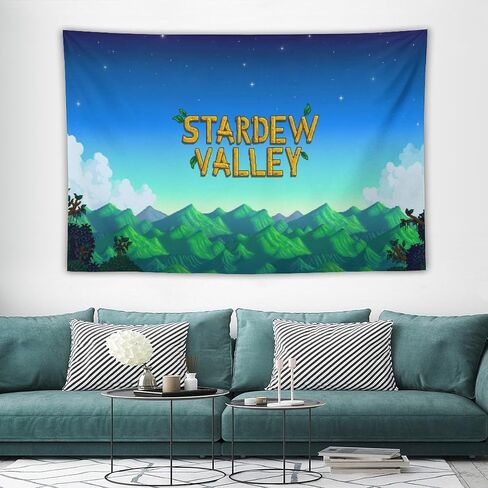 طباعة نسيجية بشعار Dazkqbl Stardew Valley - أعلام ألعاب الفيديو لديكور المنزل، ملصق فني معلق على الحائط للألعاب - قماش بوليستر، 40 × 60 بوصة in Kuwait