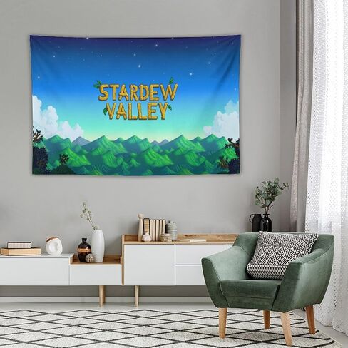 طباعة نسيجية بشعار Dazkqbl Stardew Valley - أعلام ألعاب الفيديو لديكور المنزل، ملصق فني معلق على الحائط للألعاب - قماش بوليستر، 40 × 60 بوصة in Kuwait