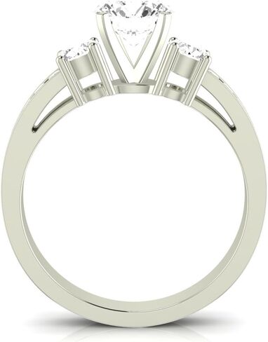 14K White Gold 2.1 CTW Round Cut Channel Set 3 Three Stone Diamond Engagement Ring, K Color I2 Clarity, 1.5 Ct Center in Saudi Arabia