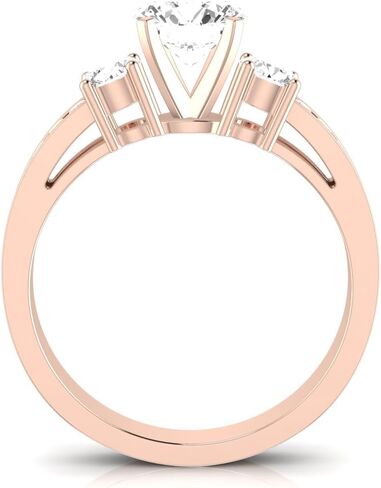 14K White Gold 2.1 CTW Round Cut Channel Set 3 Three Stone Diamond Engagement Ring, K Color I2 Clarity, 1.5 Ct Center in Saudi Arabia